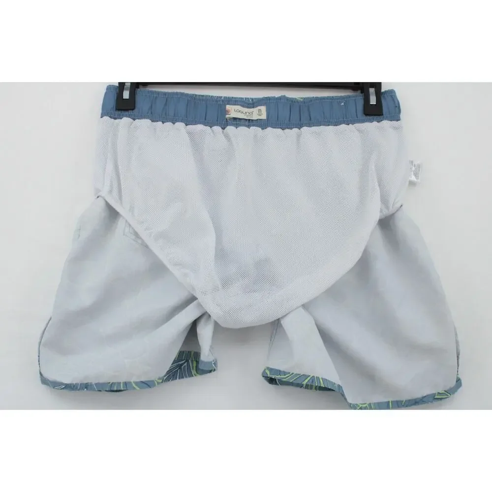 Laguna Originals Swim Trunks Shorts Mens Medium Blue Floral Mesh Lined Hawaiian